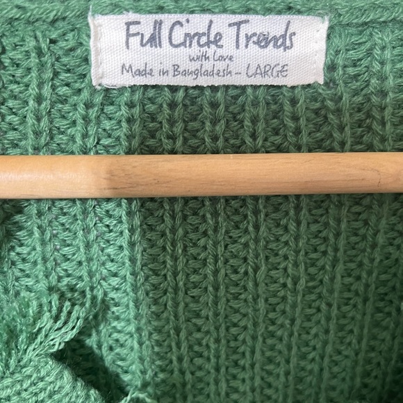 FULL CIRCLE THREADS DISTRESSED FRAYED COLOR BLOCK CROPPED SWEATER NWT - Picture 4 of 16